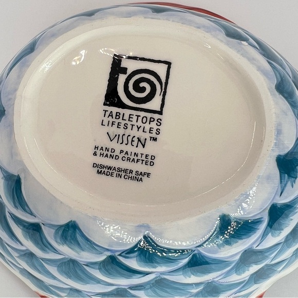 Hand Painted Vissen 3D Fish Ceramic Bowl Dish, Whimsical 10x7.5x3 Retired Design - Picture 7 of 10